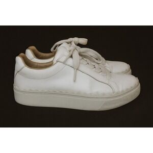 Chloé‎ Lauren Women's White Leather Scalloped Edge Lace Up Low Top Sneakers